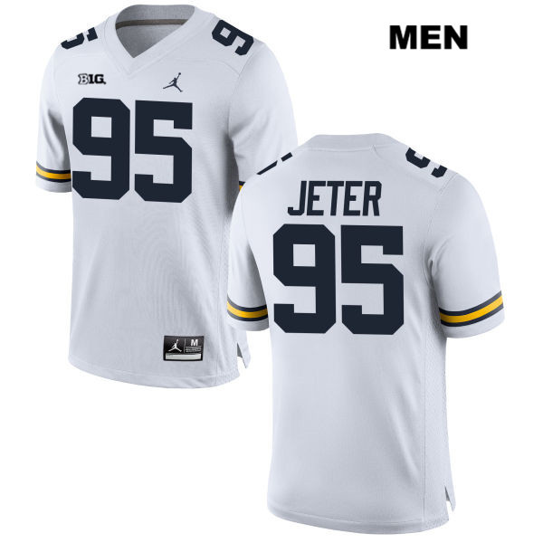 Men's NCAA Michigan Wolverines Donovan Jeter #95 White Jordan Brand Authentic Stitched Football College Jersey AP25R38QL